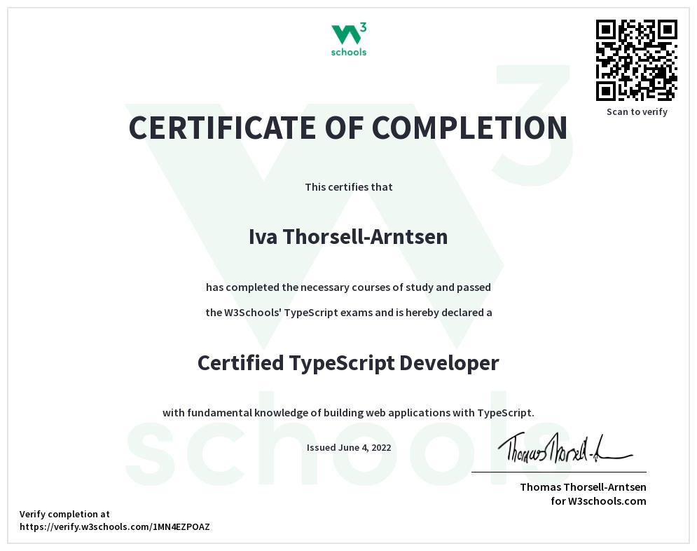 TypeScript sertifikati